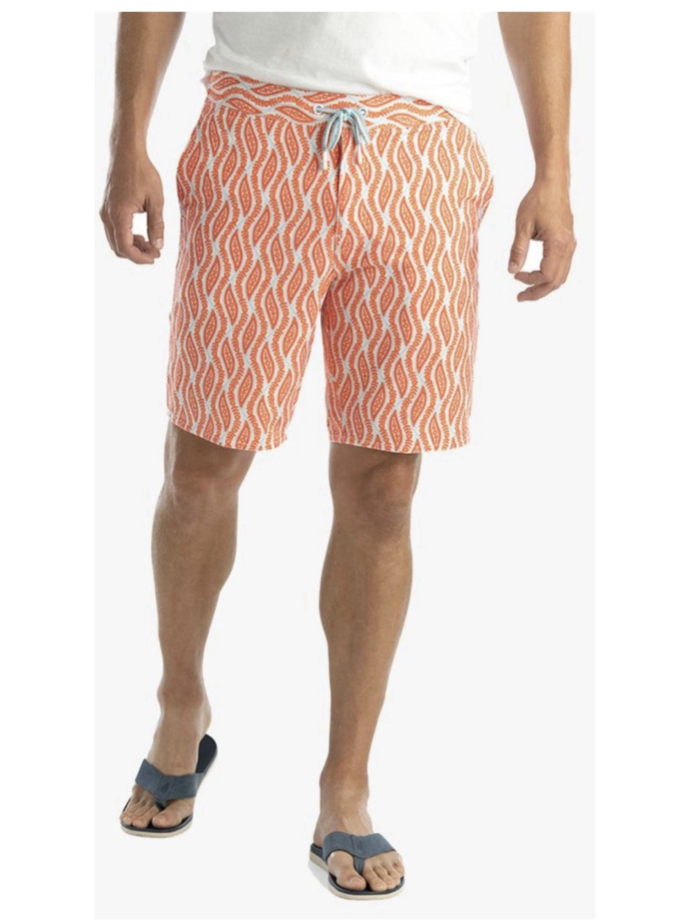 JOHNNIE-O Swim Trunks Mens Orange Floral Wave Board Shorts Size XX